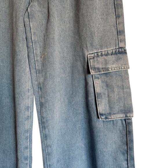 Cider Sz M Mid Rise Solid Wide Leg Cargo Jeans Skater Grunge - Picture 6 of 14